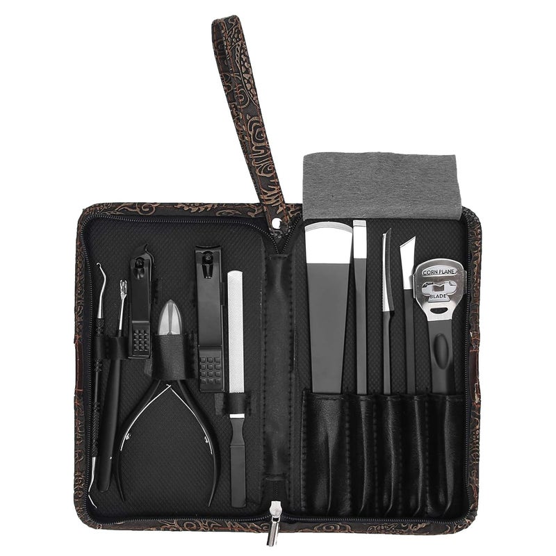 woobles مجموعة أدوات الباديكير 11 قطعة مجموعة مانيكير مجموعة مقصات الأظافر الاحترافية مجموعة العناية بالأظافر من الفولاذ المقاوم للصدأ مبرد القدم مزيل الجلد الميت للرجال والنساء هدية عيد الأم - Image 1